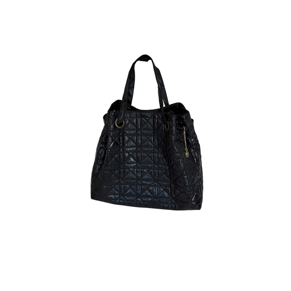 Big Buddha Black Quilted Glossy Tote Bag Large Shoulder Bag Vegan Leather Y2K